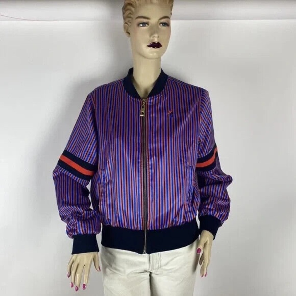 Striped satin bomber jacket